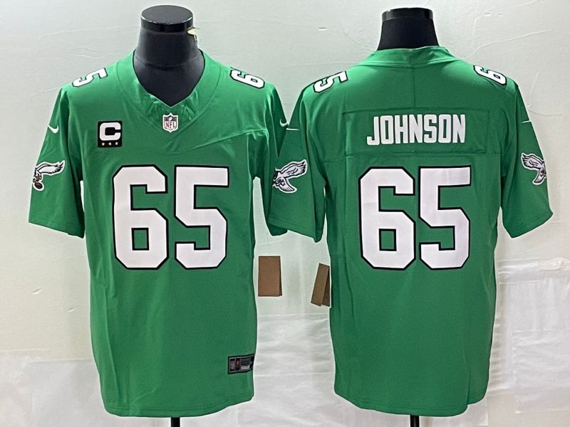 Men Philadelphia Eagles #65 Johnson Green 2023 Nike Vapor Limited NFL Jerseys